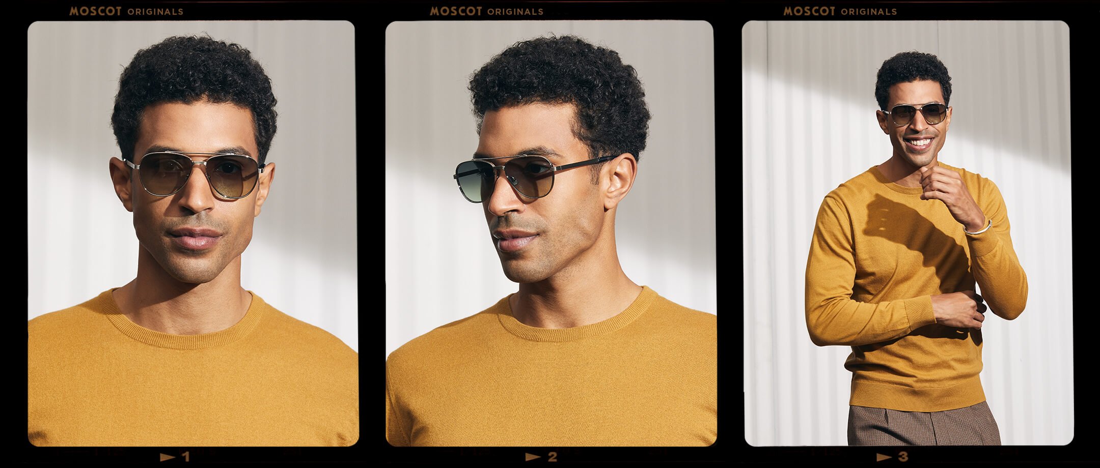 Model is wearing The SHAV SUN in Silver in size 59 with Forest Wood Tinted Lenses