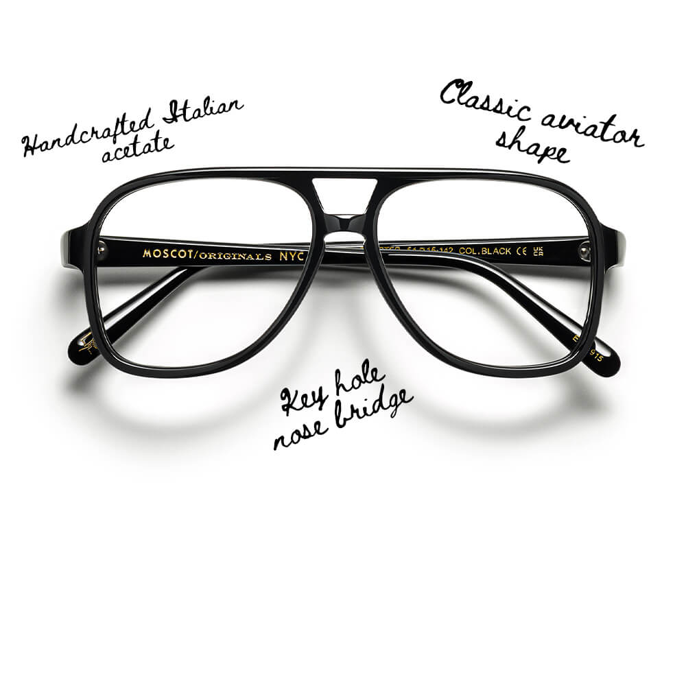 The SHEISTER: Handcrafted Italian acetate, key hole nose bridge, and classic aviator shape