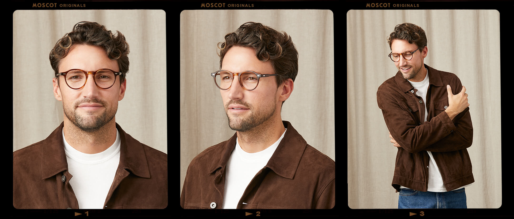 Model is wearing The MILTZEN in size 46 in Tobacco