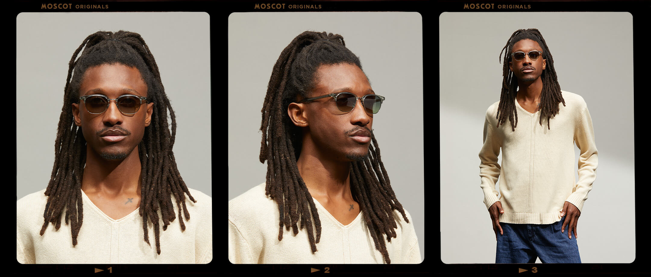 Model is wearing The AYGEN SUN in size 51 in Sage with Forest Wood Tinted Lenses