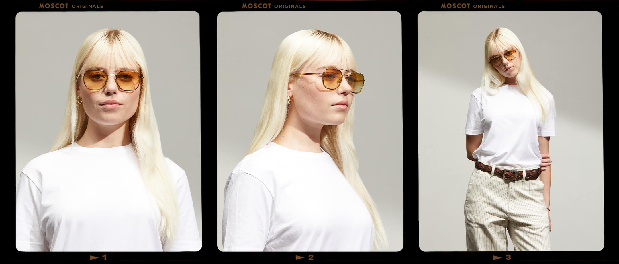 Model is wearing The MIZER SUN in Bamboo in size 54 with Chestnut Fade Tinted Lenses