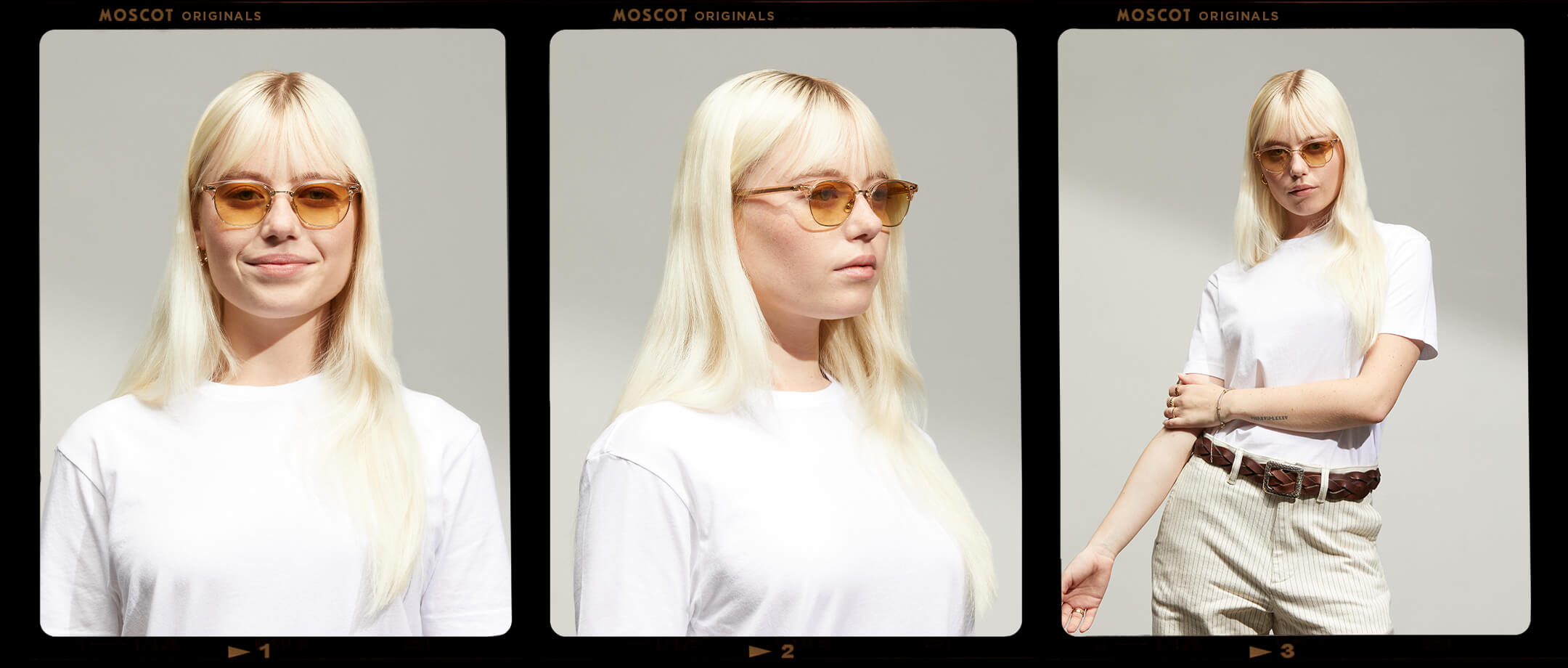 Model is wearing The AYGEN SUN in size 51 in Cinnamon with Chestnut Fade Tinted Lenses