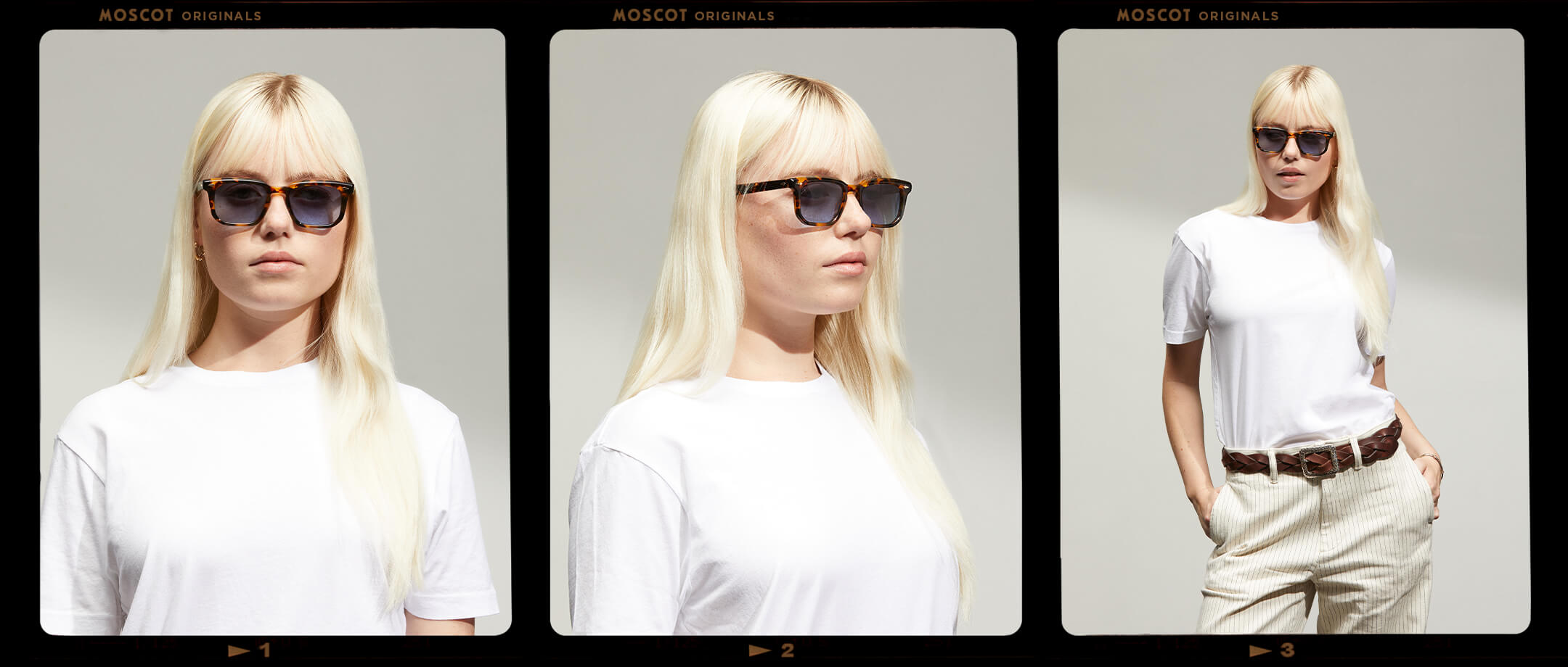 Model is wearing The ZISSEL SUN in size 49 in Classic Havana with Denim Blue Tinted Lenses