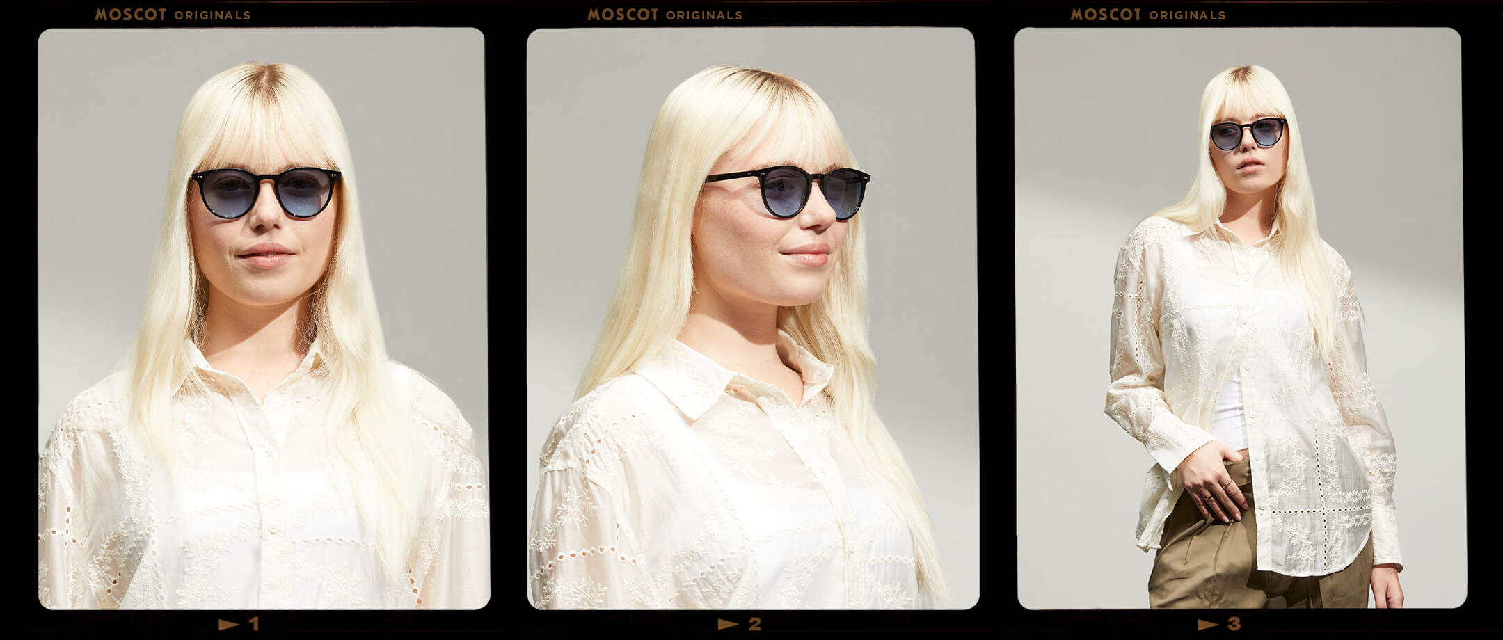 Model is wearing The JARED SUN in size 50 in Black with Denim Blue Tinted Lenses