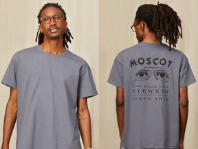 Model is wearing The MOSCOT TEE in size Large