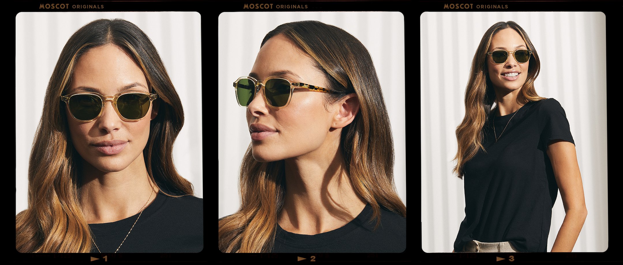 Model is wearing The VANTZ SUN in Citron/Tortoise in size 50 with Calibar Green Glass Lenses
