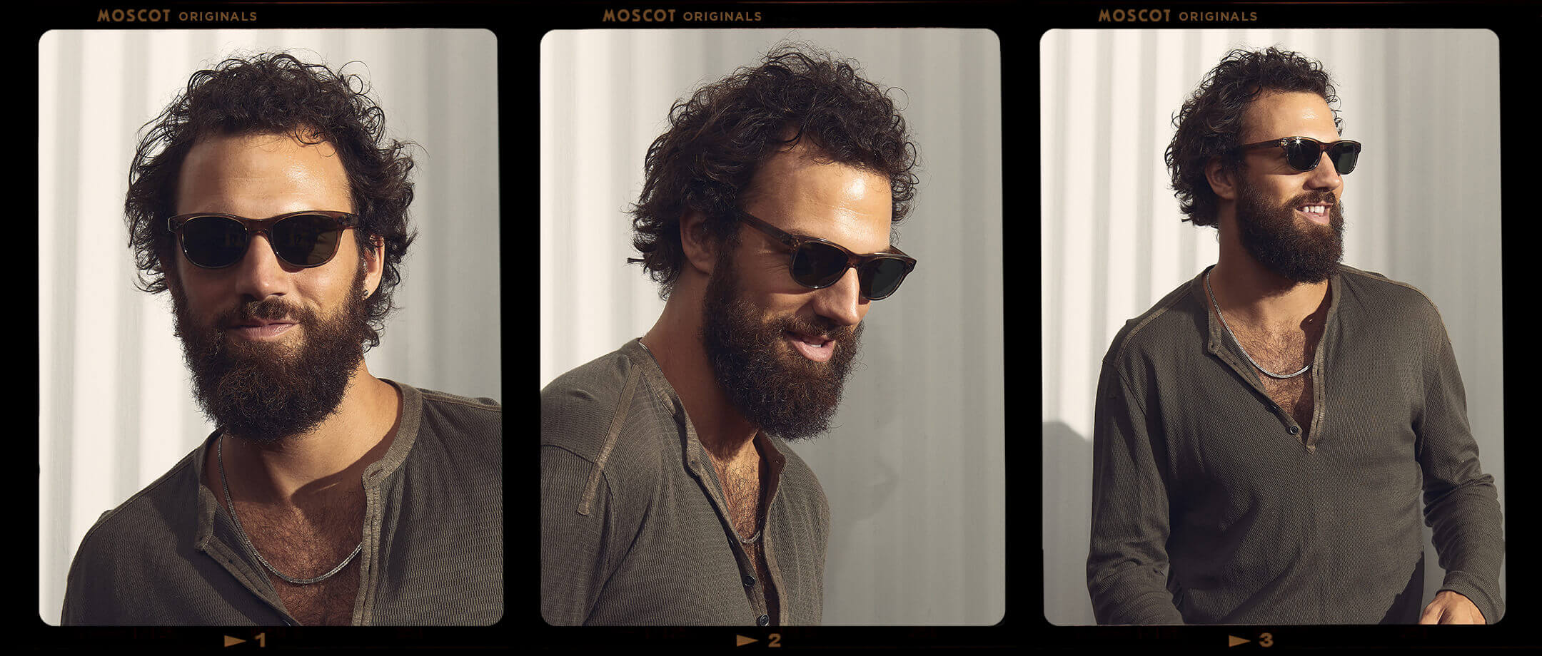 Model is wearing The ZETZ SUN in Brown Ash in size 51 with G-15 Glass Lenses