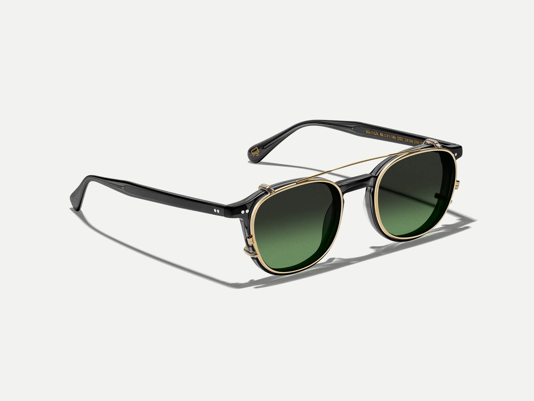 The ARTHUR CLIP  in Gold with Forest Wood Tinted Lenses