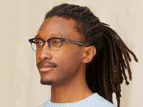 Model is wearing The AYGEN in size 48 in Navy