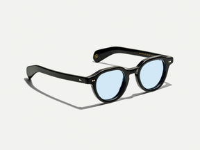 The BAITSIM SUN in Black with Bel Air Blue Tinted Lenses