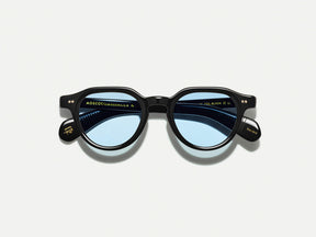 The BAITSIM SUN in Black with Bel Air Blue Tinted Lenses