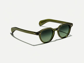 The BAITSIM SUN in Dark Green with Forest Wood Tinted Lenses