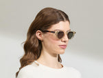 Model is wearing The BAITSIM SUN in size 48 in Flesh/Havana with G-15 Tinted Lenses