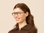Model is wearing The BISHEART in size 52 in Tortoise