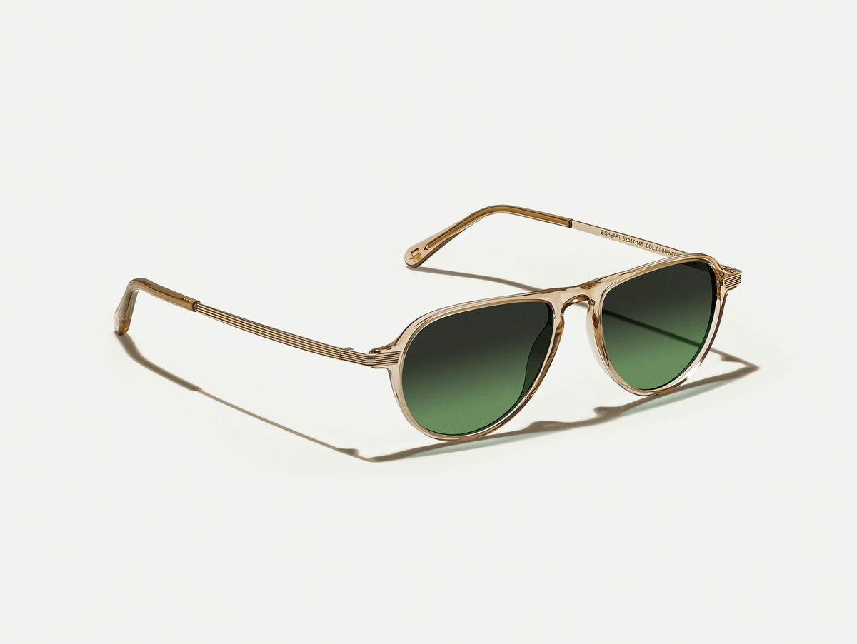 The BISHEART SUN in Cinnamon with Forest Wood Tinted Lenses