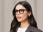 Model is wearing The DAHVEN in size 50 in Black