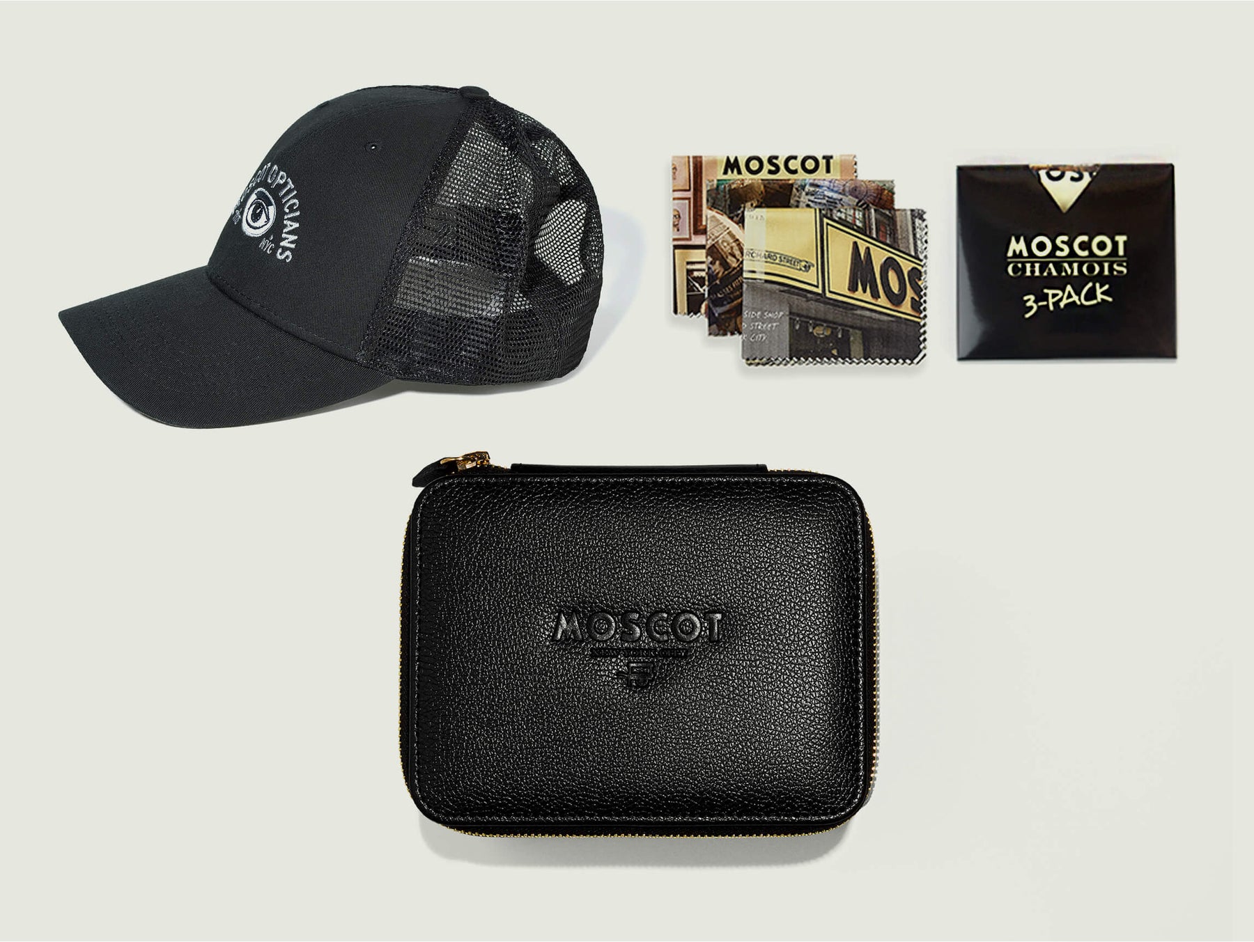 The ESSENTIALS KIT, includes The TRAVEL CASE MINI, The CHAMOIS 3 PACK, and The SNAPBACK