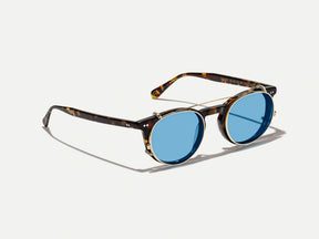 #color_celebrity blue | The FRANKIE CLIP  in Gold with Celebrity Blue Tinted Lenses 