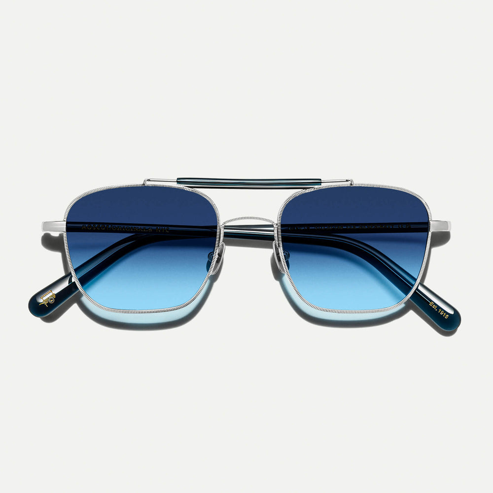 #color_silver/navy | The GAFILTA SUN in Silver/Navy with Denim Blue Tinted Lenses