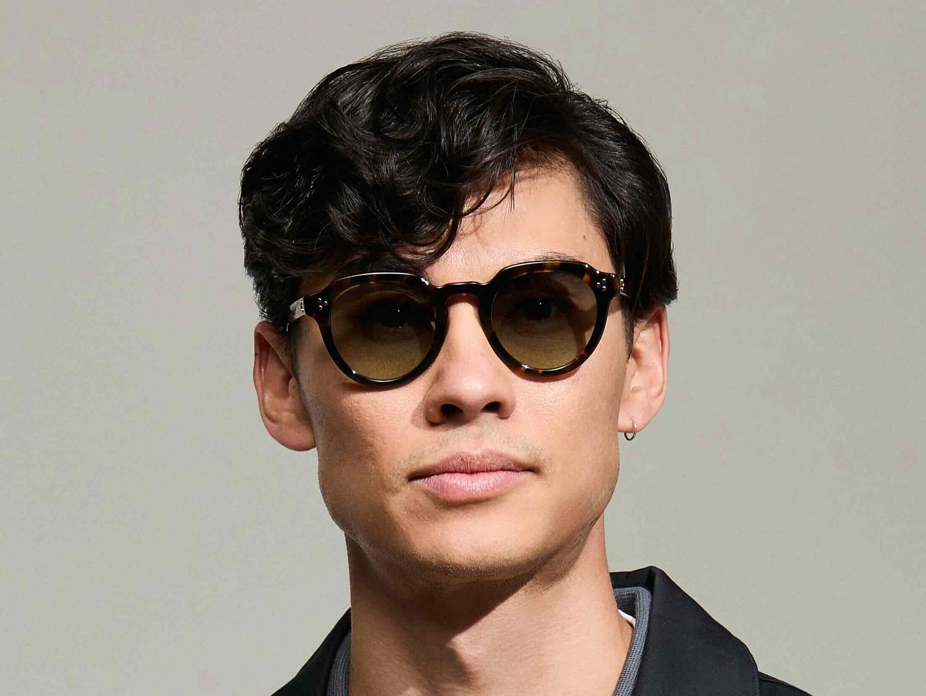 Model is wearing The GAVOLT SUN in Classic Havana in size 48 with Forest Wood Tinted Lenses