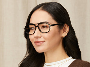 Model is wearing The GAZEEKTAL in size 55 in Black