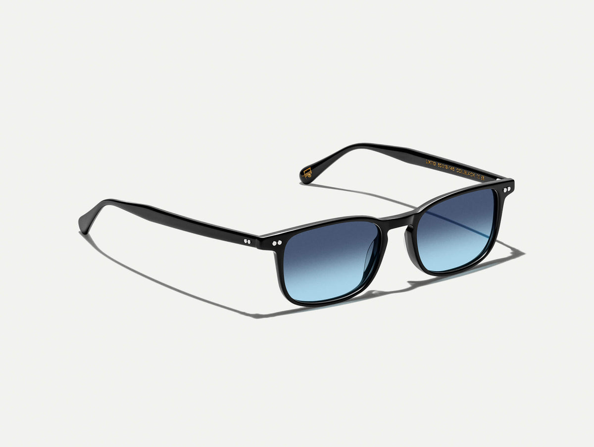 The LIKTIG SUN in Black with Denim Blue Tinted Lenses