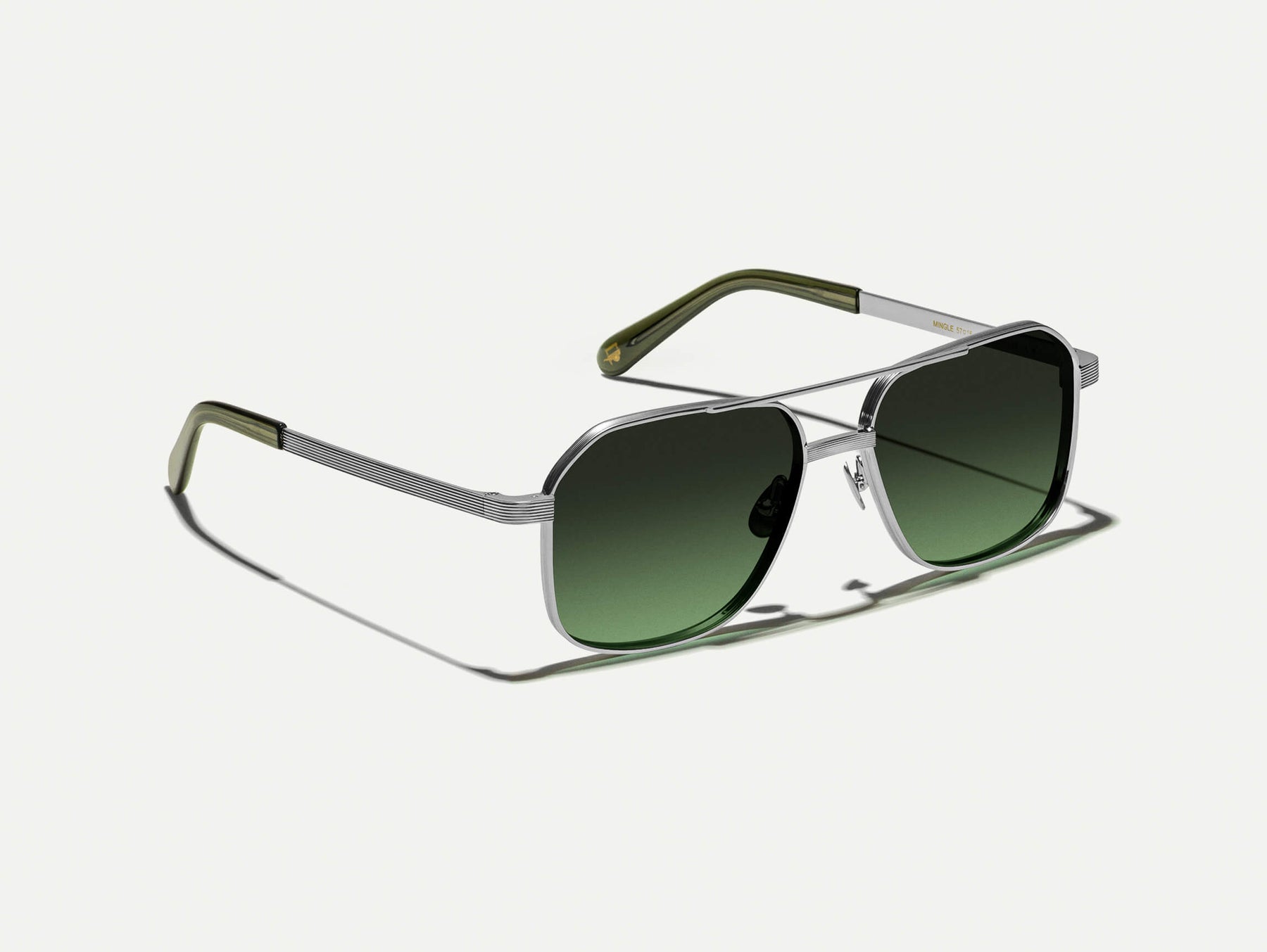 The MINGLE SUN in Silver with Forest Wood Tinted Lenses