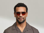 Model is wearing The MINYAN SUN in size 54 in Vintage Rose with Cabernet Tinted Lenses