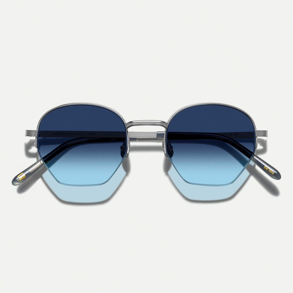 #color_silver | The PLOTZ SUN in Silver with Denim Blue Tinted Lenses