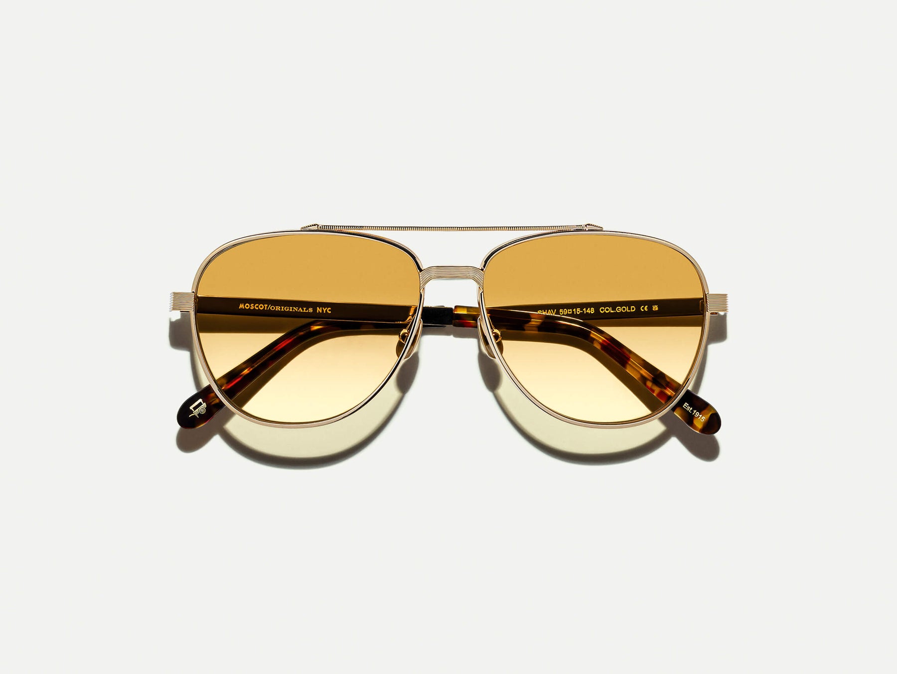 The SHAV SUN in Gold with Chestnut Fade Tinted Lenses