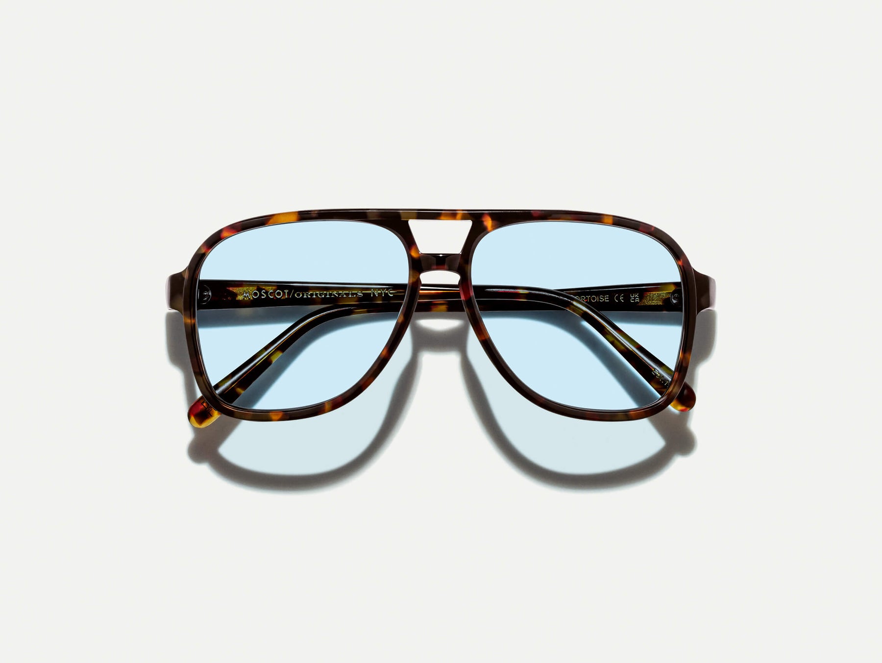 The SHEISTER SUN in Tortoise with Bel Air Blue Tinted Lenses