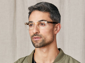 Model is wearing The SHIDDOCK in size 49 in Flesh/Tortoise