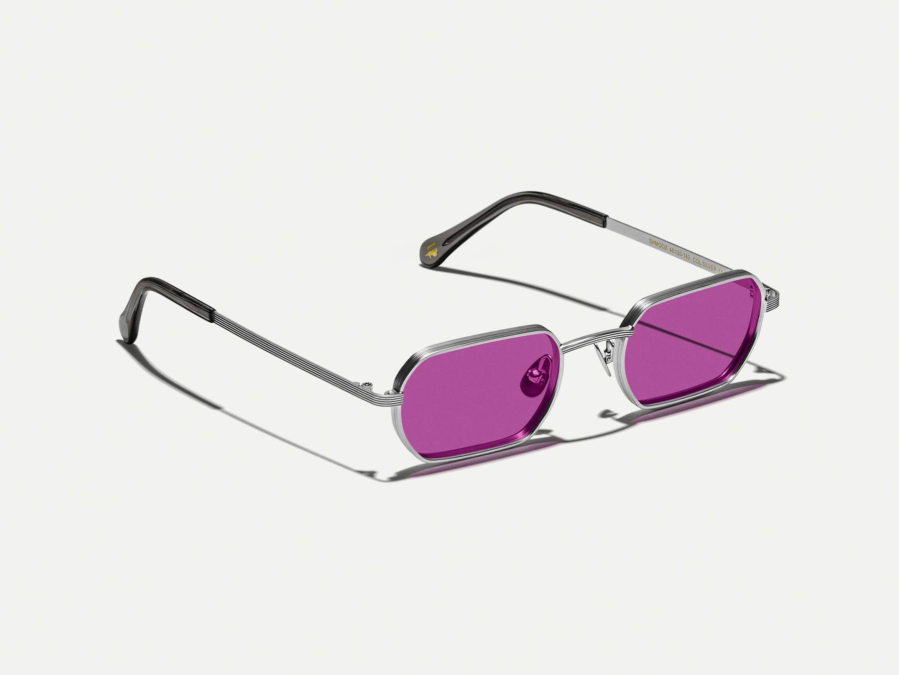 The SHMOOZ SUN in Silver with Purple Nurple Tinted Lenses