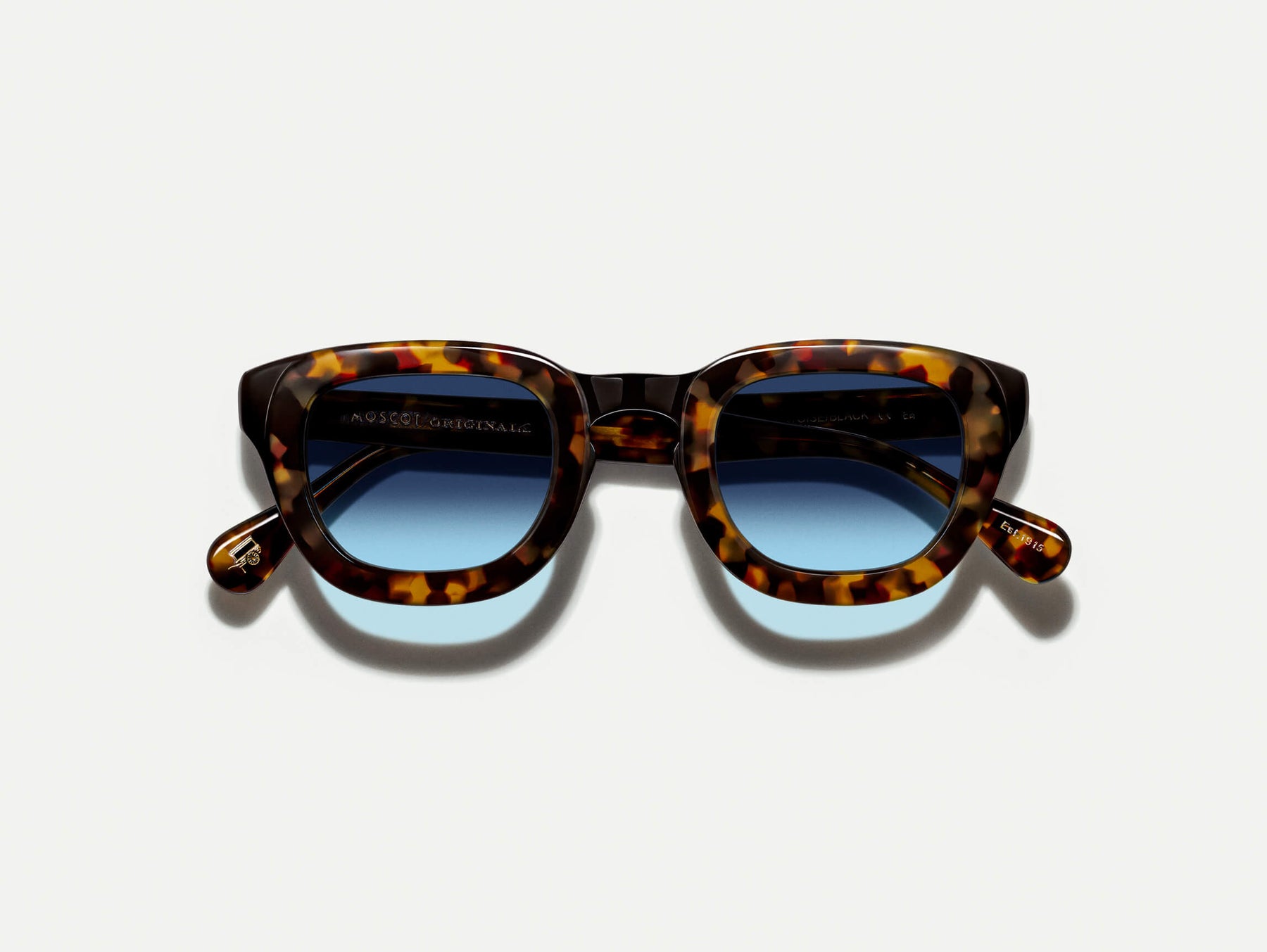 The TELENA in Tortoise/Black with Denim Blue Tinted Lenses