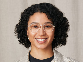 Model is wearing The YENEM in size 50 in Crystal