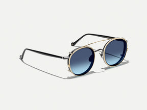 #color_denim blue | The ZEV CLIP  in Gold with Denim Blue Tinted Lenses 