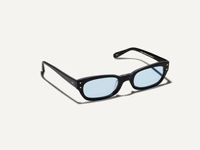 The BISSLE SUN in Black with Bel Air Blue Tinted Lenses