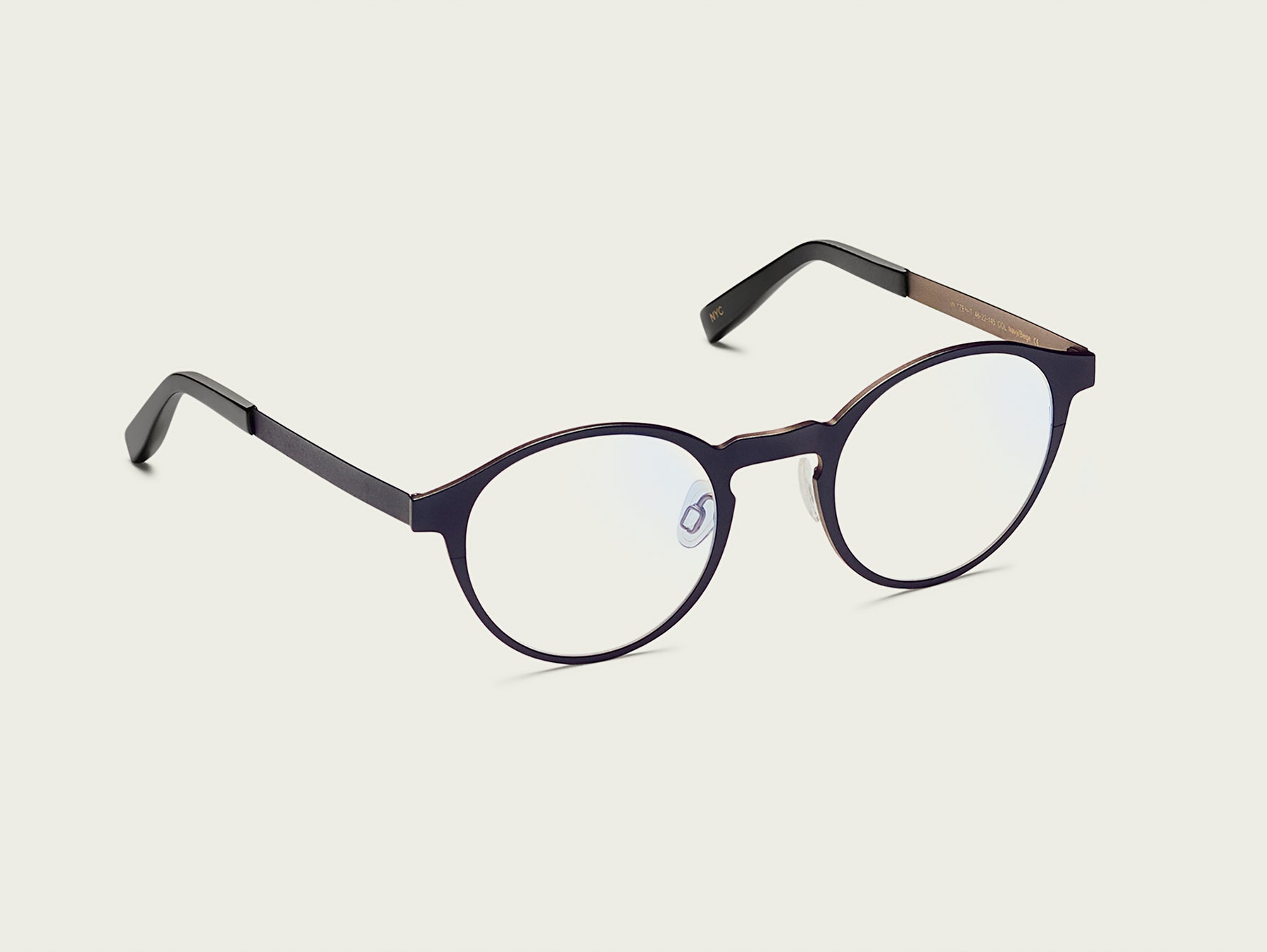 The MILTZEN-T in Navy/Beige with Blue Protect Lenses