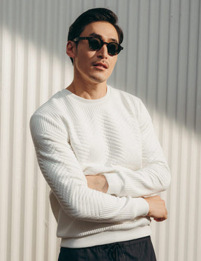 Model is wearing The EZRA SUN in Dark Havana in size 47 with G-15 Glass Lenses