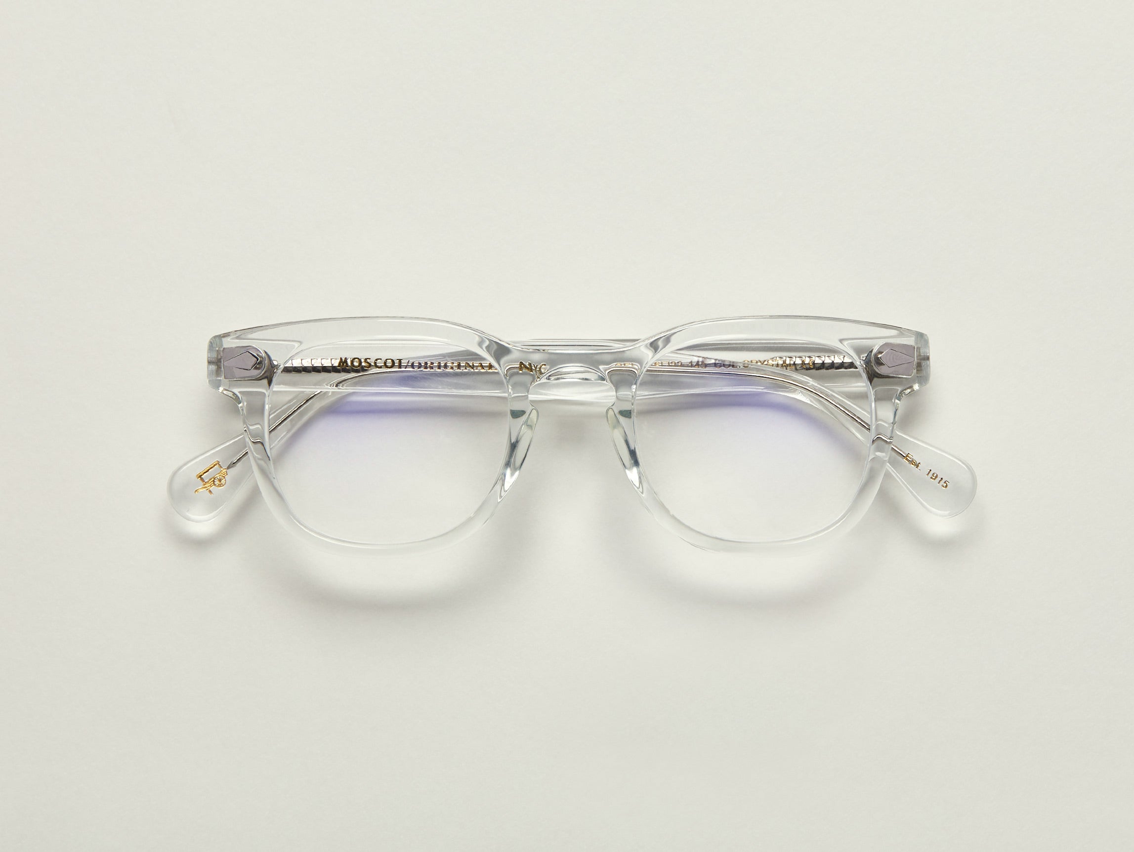 The GELT in Crystal with Blue Protect Lenses