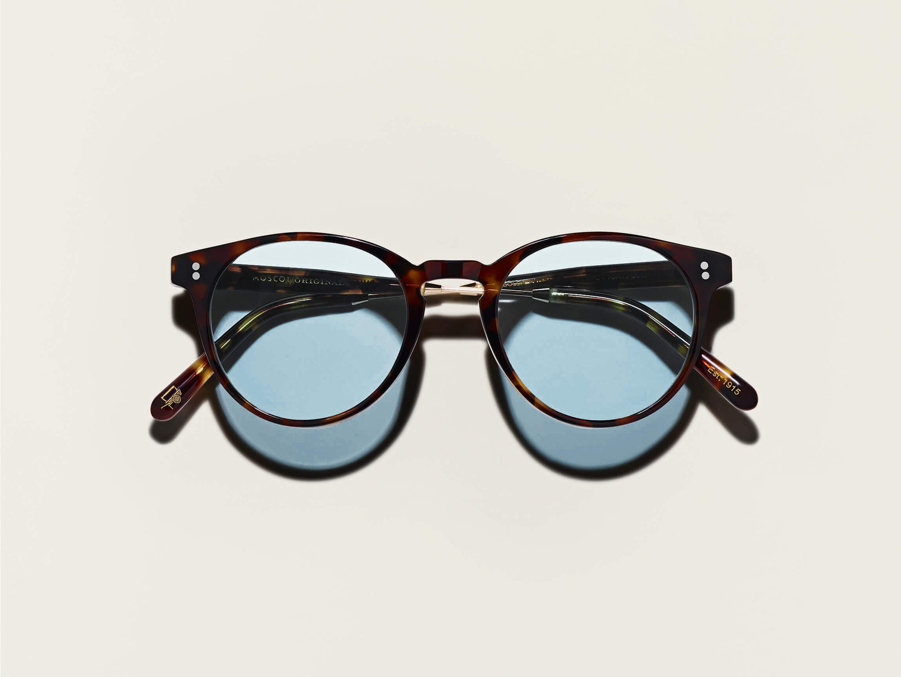 The GOLDA SUN in Spot Tortoise with Blue Glass Lenses