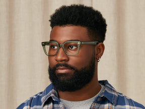 Model is wearing The GROBER in size 48 in Pine