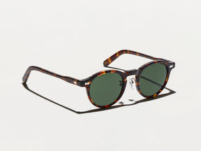 The MILTZEN SUN W/ METAL NOSE PADS in Tortoise with G-15 Glass Lenses