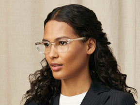 Model is wearing The MOBBLE in size 50 in Crystal