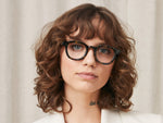 Model is wearing The DAHVEN in size 44 in Tortoise