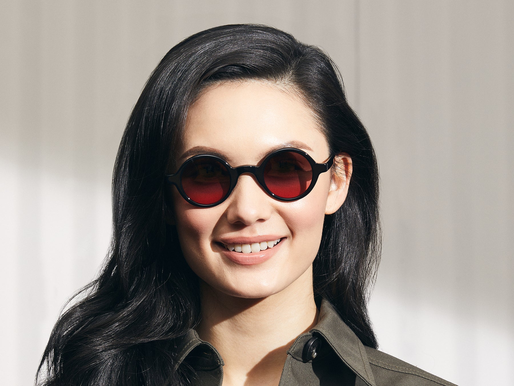 Model is wearing The ZOLMAN in Black in size 42 with Cabernet Tinted Lenses