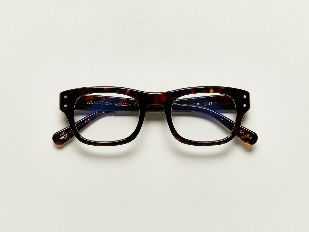 The NEBB in Tortoise with Blue Protect Lenses