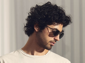 Model is wearing The SCHLEP CLIP in Gunmetal in size 50 with G-15 Lenses