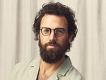 Model is wearing The STEVIE in size 48 in Tortoise/Antique Gold
