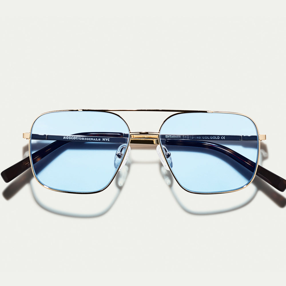#color_bel air blue | The SHTARKER in Gold with Bel Air Blue Tinted Lenses